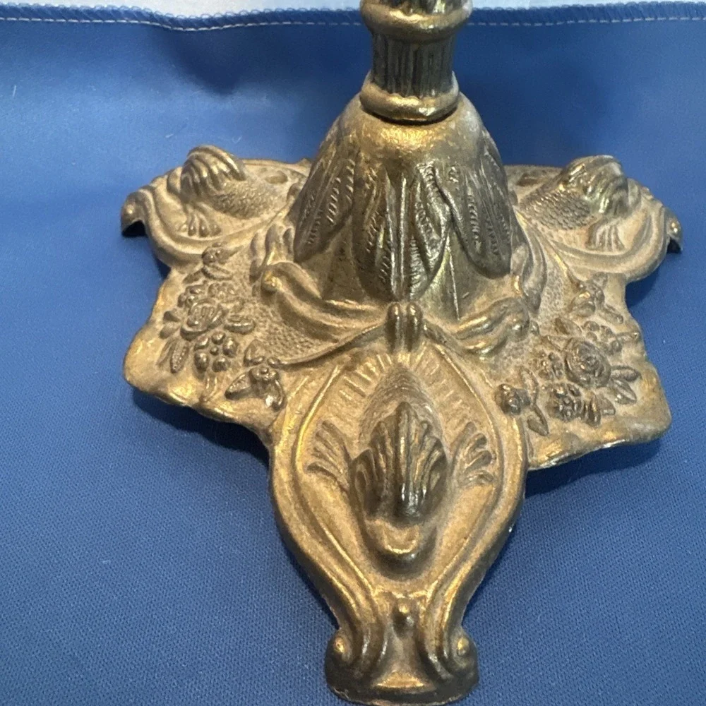 Vintage Ornate Rococo Baroque Gold Tone Metal Candlestick 10